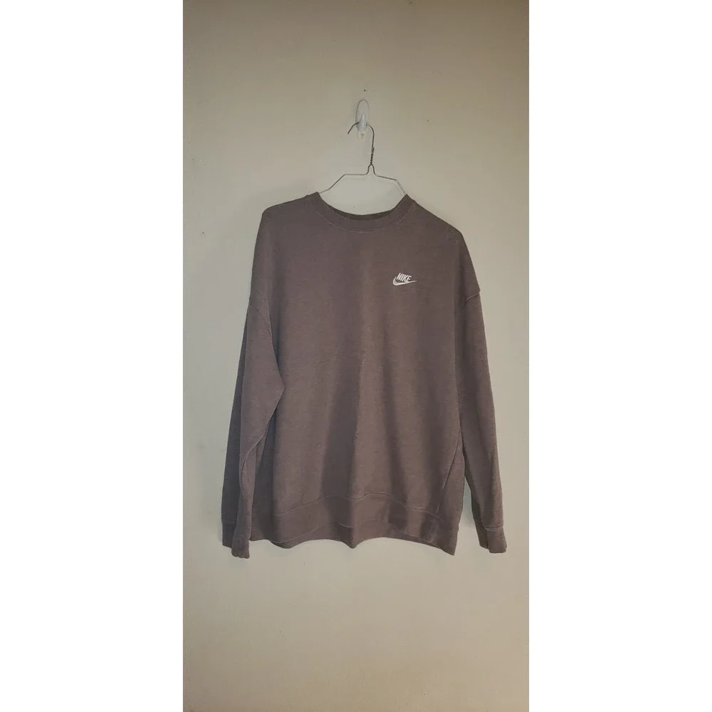 Nike Sportswear Club Fleece Crewneck Sweatshirt Brown Mocha Futura Logo Mens M